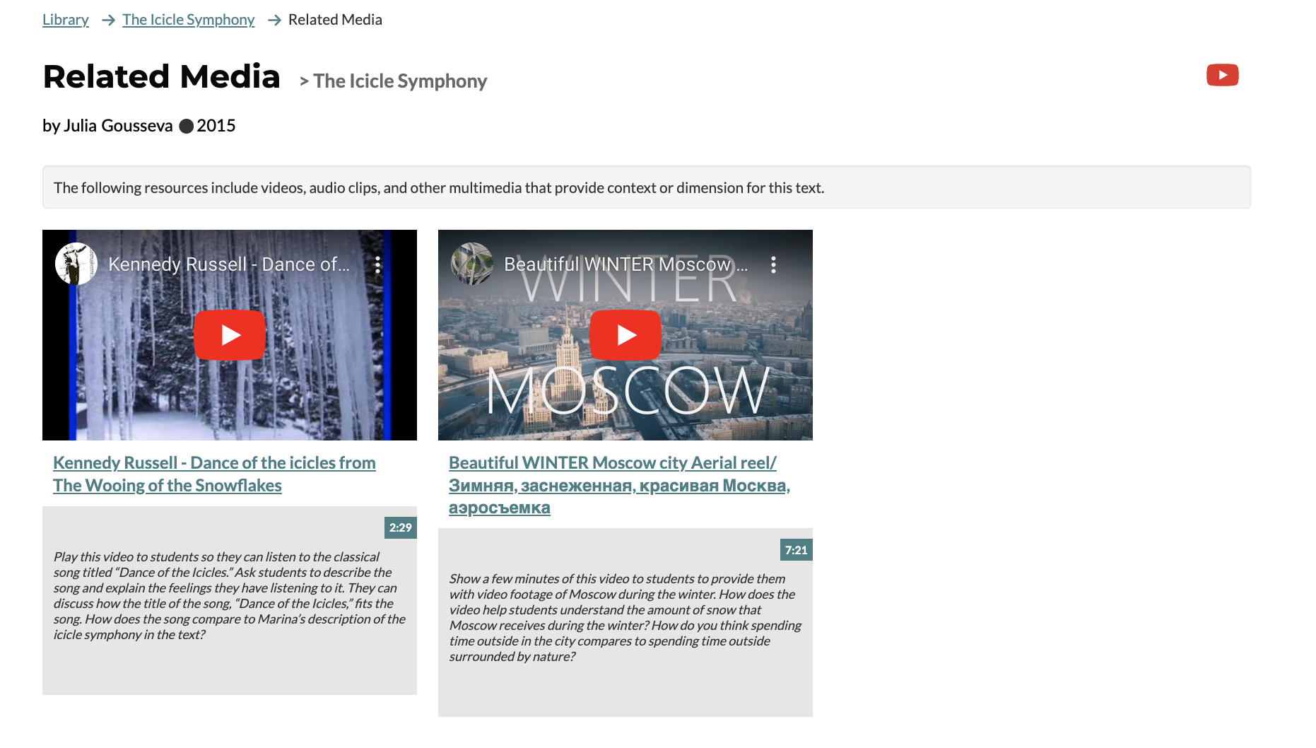 Related Media videos for "The Icicle Symphony" by Julia Gousseva